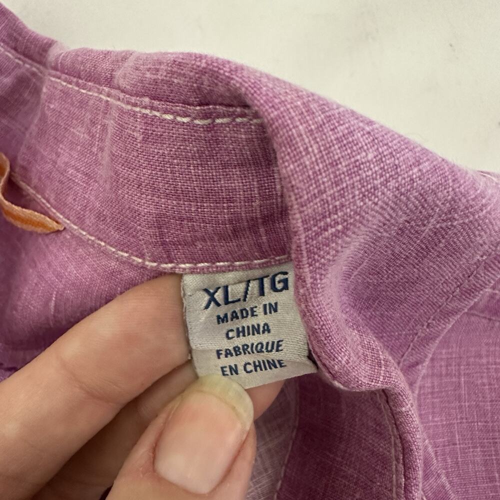 Tommy Bahama Mens Linen Shirt Size XL Purple Long Sleeve Button Front Solid - Picture 8 of 14